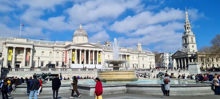 National Gallery visits: National Gallery exterior on Trafalgar Square, for location context.